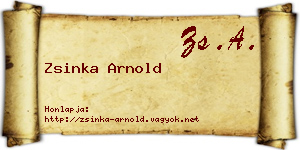 Zsinka Arnold névjegykártya